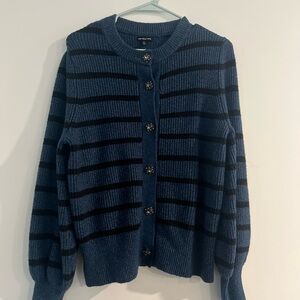 Who What Wear Women's xl nwot Knit Cardigan Blue with stripe cardigan